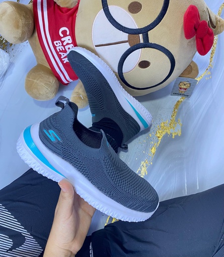 Skechers Gris Linea Azul 